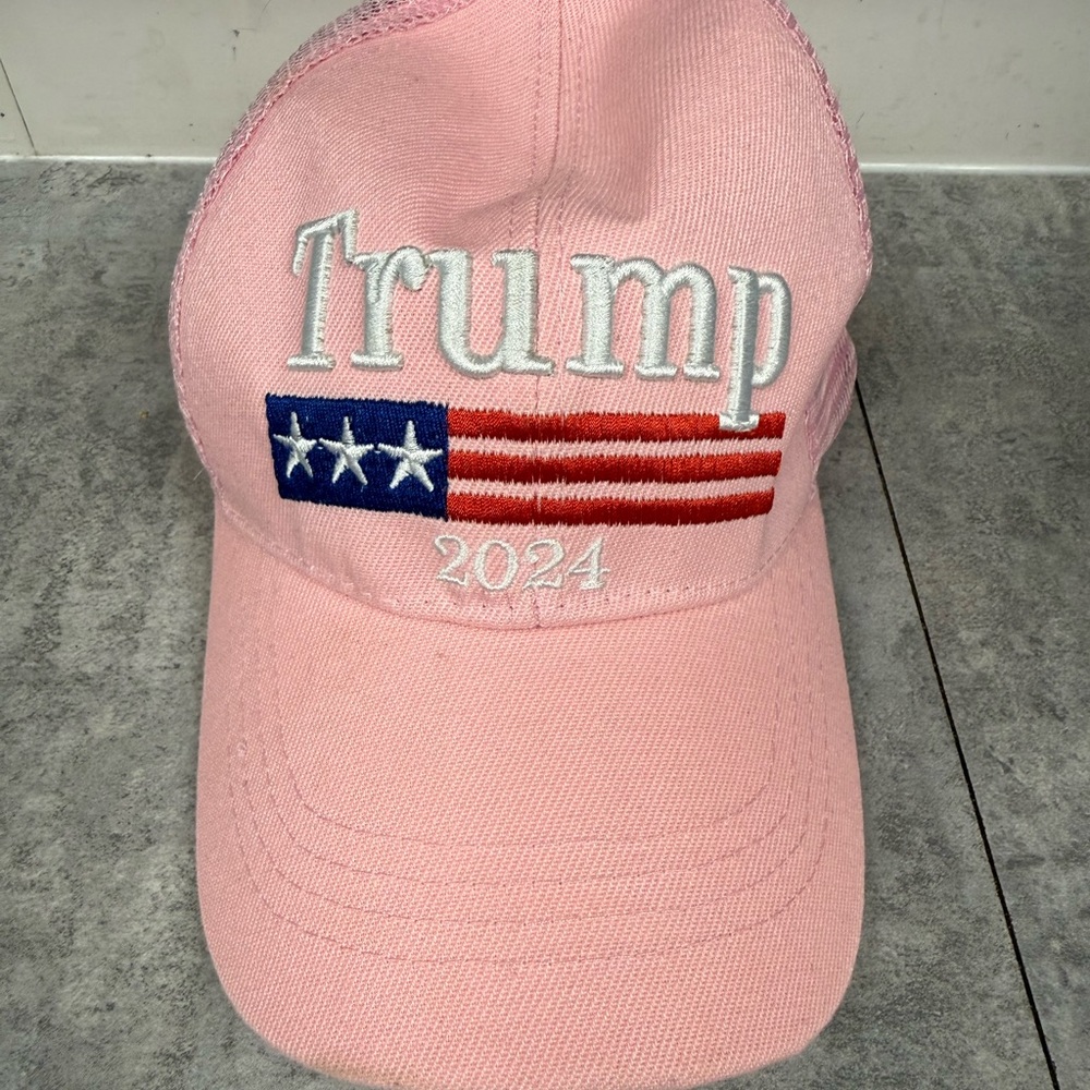 Pink Trump 2024 Cap with Flag Embroidery